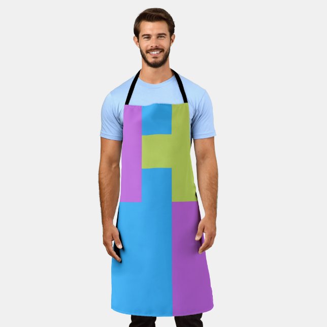 Bold Colour Blocks Green Blue Pink 7 Apron (Worn)