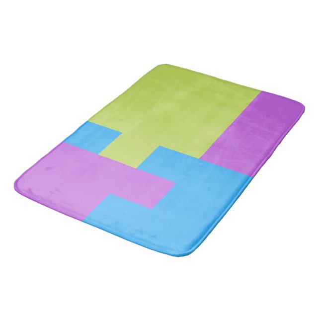 Bold Colour Blocks Green Blue Pink 7 Bath Mat (Angled)