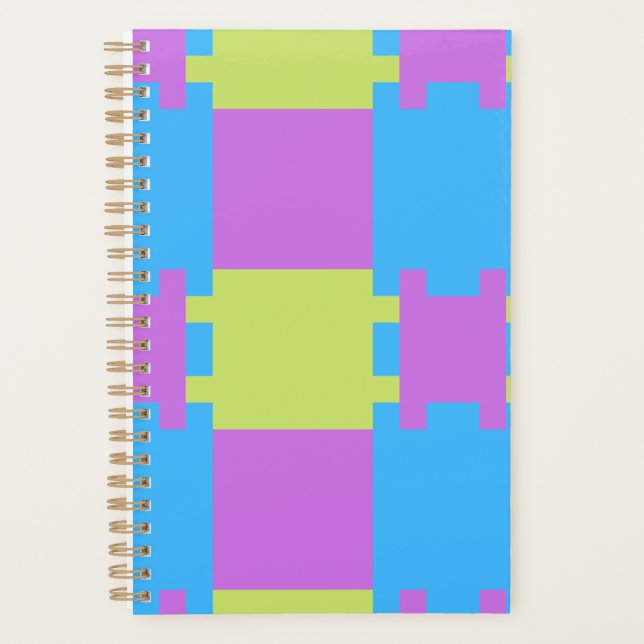Bold Colour Blocks Green Blue Pink 7 Planner (Front)