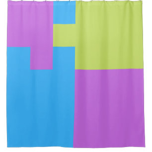 Bold Colour Blocks Green Blue Pink 7 Shower Curtain