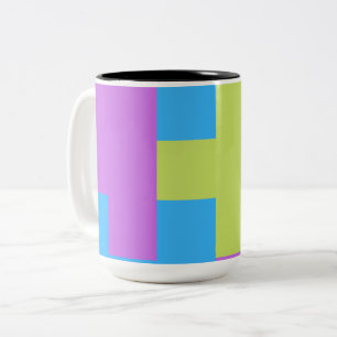 Bold Colour Blocks Green Blue Pink 7 Two-Tone Coffee Mug