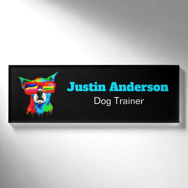 Bold Colour Dog Custom Dog Trainer Name Tag (Front)