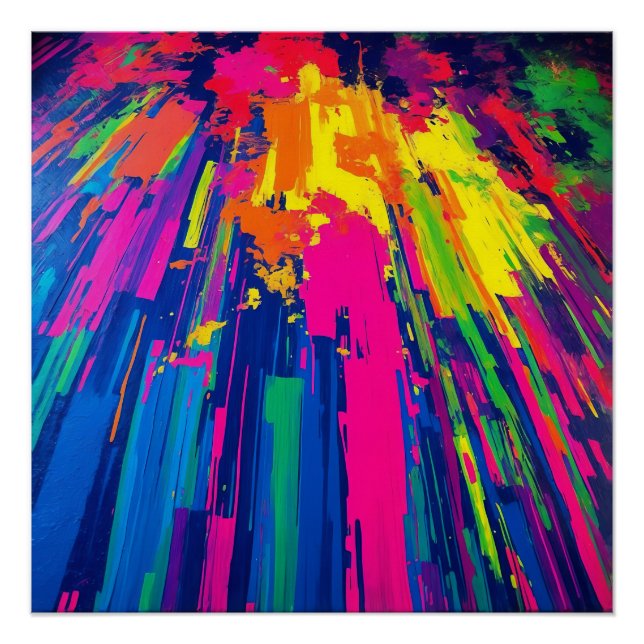 Bold Colour Explosion Dynamic Abstract Modern  Poster (Front)
