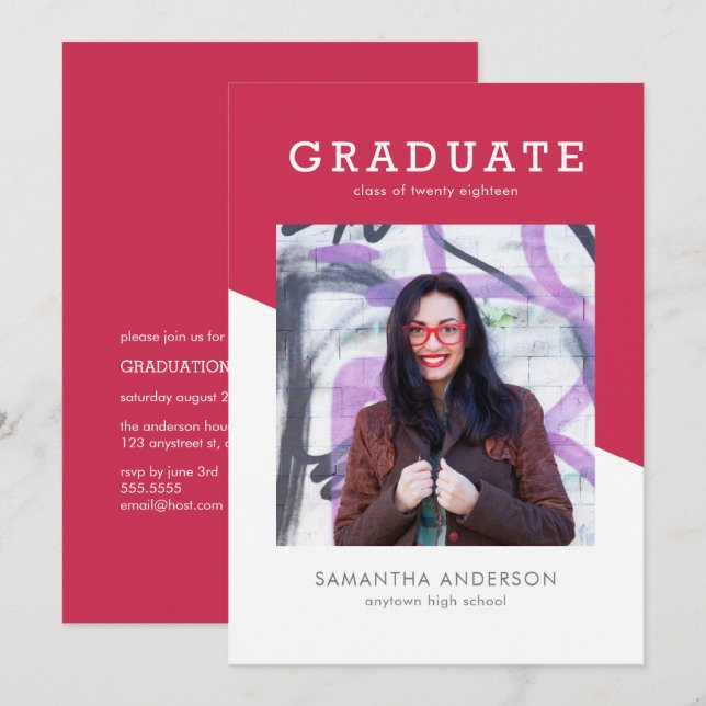 Bold Colour Graduation Invitation (Front/Back)