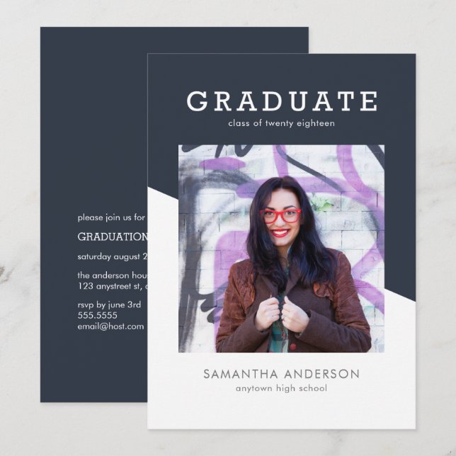 Bold Colour Graduation Invitation (Front/Back)