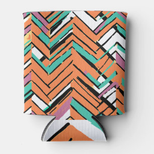 Bold Colour Herringbone Chevron pattern Can Cooler