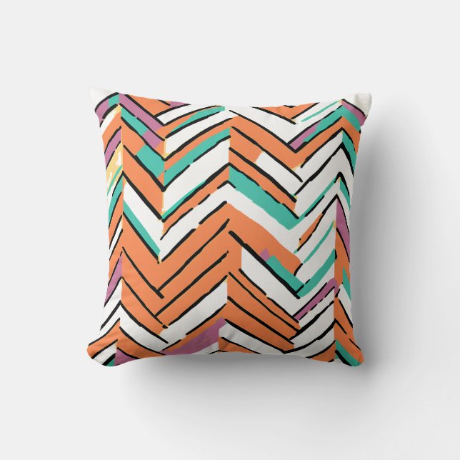 Bold Colour Herringbone Chevron pattern Cushion (Front)