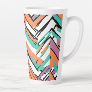 Bold Colour Herringbone Chevron pattern Latte Mug