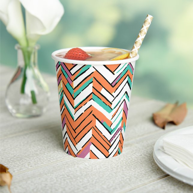 Bold Colour Herringbone Chevron pattern Paper Cups (Bold Color Herringbone Chevron pattern Paper Cups)