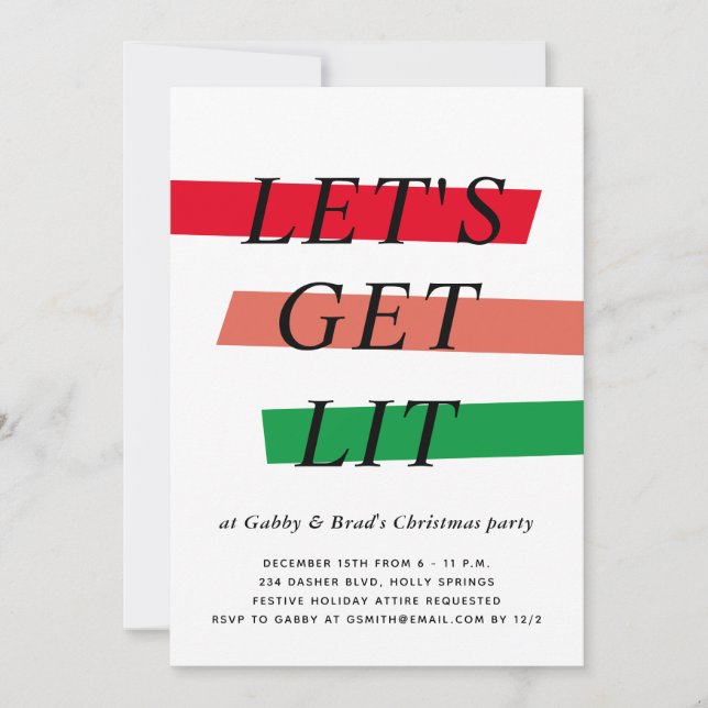 Bold Colour Highlights Christmas Party Invitation (Front)