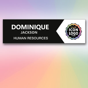 Bold Colour Logo Black White Employee ID Name Tag