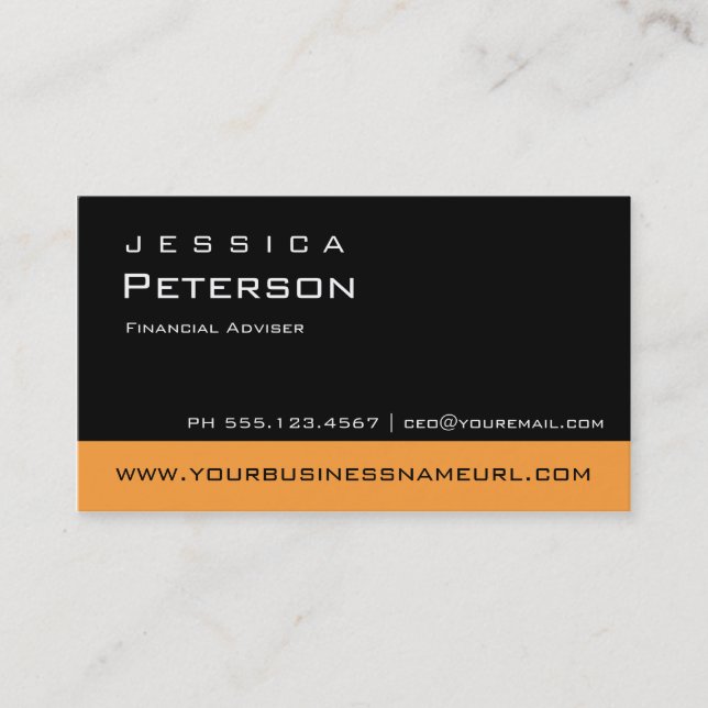 Bold Colour Orange Financial Advisor Business Business Card (Front)
