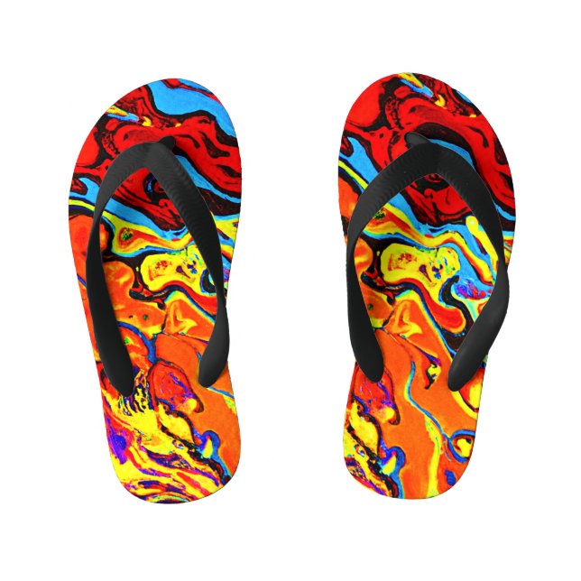 Bold Colour Pattern Kid's Flip Flops (Footbed)