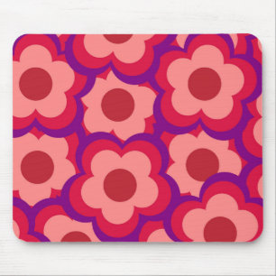 Bold Colour Retro Hippie Flower Pattern Mouse Mat
