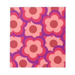 Bold Colour Retro Hippie Flower Pattern Notepad