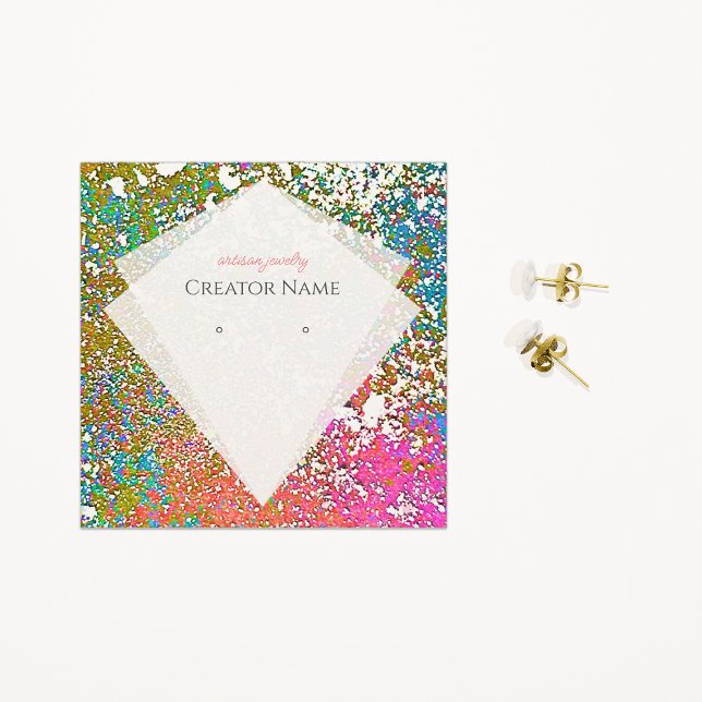 Bold Colour Splatter Square Jewellery Display Card (Creator Uploaded)