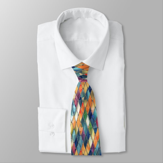 Bold Colour Stained Glass Tie (Tied)