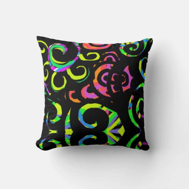 Bold Colour Swirl Modern Throw Pillow (Front)
