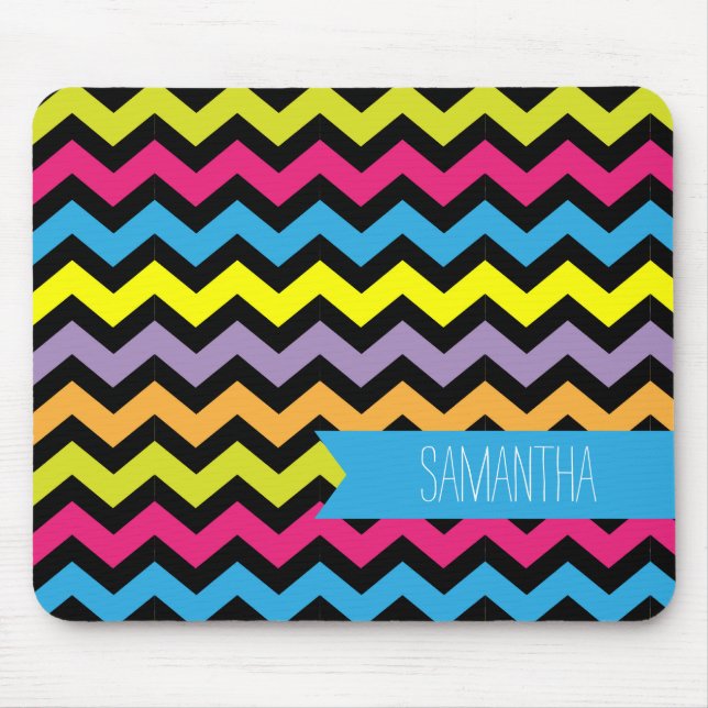 Bold Coloured Chevron Zigzags Mouse Mat (Front)