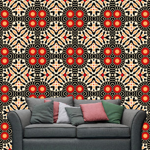 Bold Coloured Intricate Ethnic Bohemian Folk Art Wallpaper