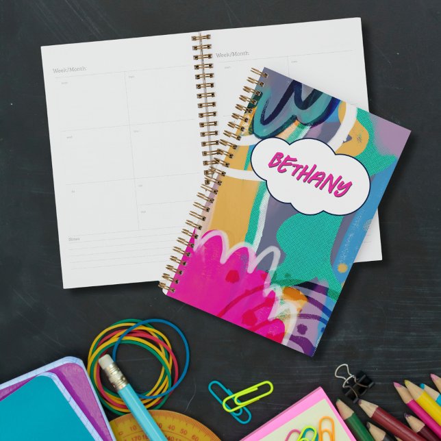Bold Colourful Abstract Art Personalised Name Planner (Creator Uploaded)