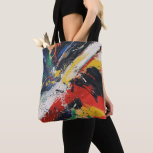 Bold Colourful Abstract Paint Splatter Art Tote Ba Bag