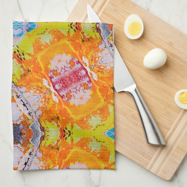 Bold Colourful Abstract Tea Towel (Quarter Fold)