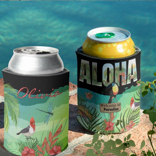 Bold Colourful Aloha Tropical Hawaiian Can Cooler (Bold Colorful Aloha Tropical Hawaiian Can Cooler)