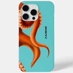 Bold Colourful Aqua and Orange Octopus iPhone 15 Pro Max Case