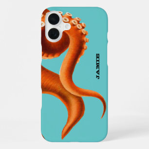 Bold Colourful Aqua and Orange Octopus iphone 5 16 Plus Case