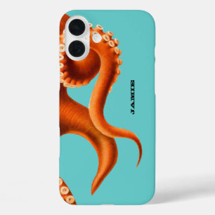 Bold Colourful Aqua and Orange Octopus iphone 5 16 Plus Case