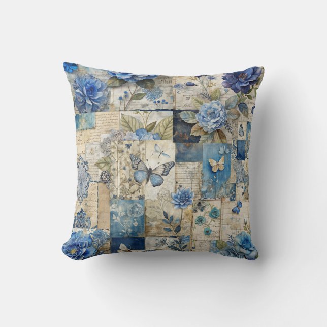 Bold Colourful Boho Floral Patchwork Pattern Cushion (Front)