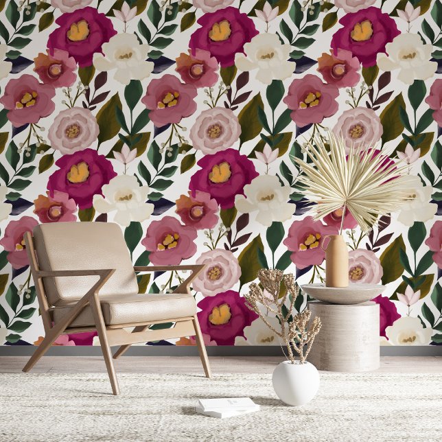 Bold Colourful Botanical Floral & Greenery Pattern Wallpaper (Creator Uploaded)