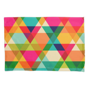 Bold Colourful Bright Geometric Triangle Pattern Pillowcase