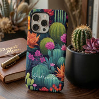 Bold Colourful Cactus Pattern Custom Name