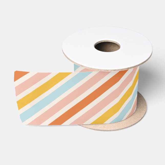 Bold Colourful Candy Stripes Christmas Satin Ribbon (Spool)