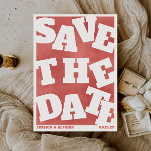 Bold Colourful Chic Script Vintage Retro Wedding Save The Date