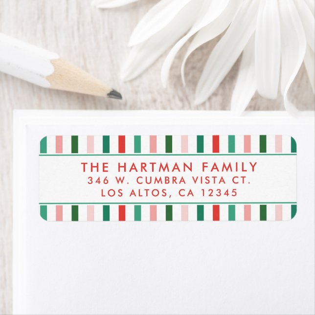 Bold Colourful Christmas Stripes Modern Return (Insitu)