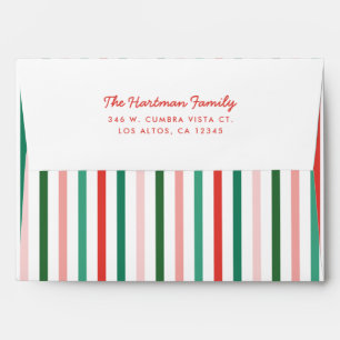 Bold Colourful Christmas Stripes Pre-Addressed  Envelope