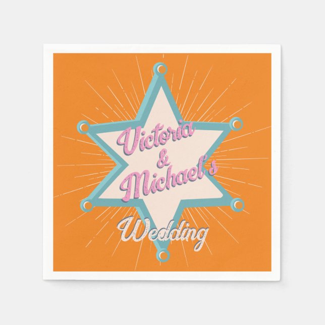 Bold Colourful Cowboy Western Sheriff's Badge Napkin (Front)