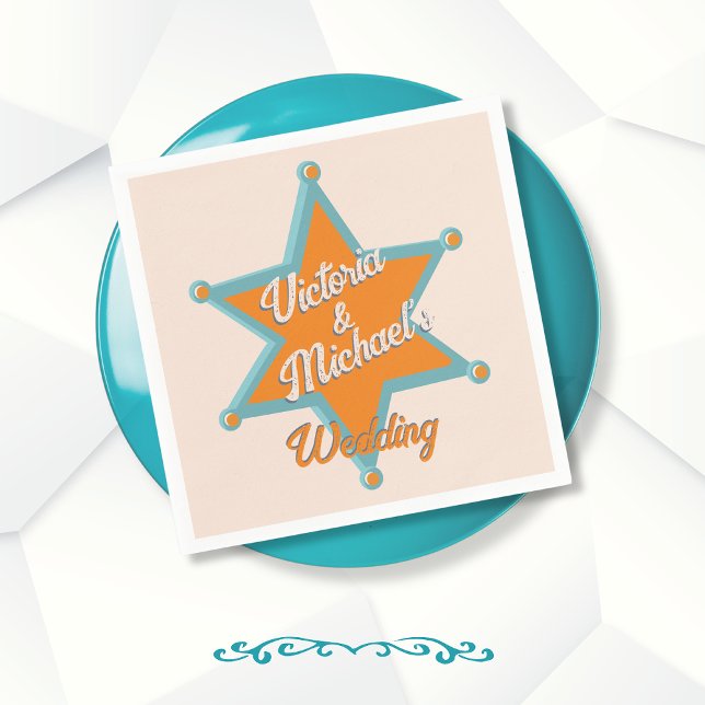 Bold Colourful Cowboy Western Sheriff's Badge Napkin (Creator Uploaded)