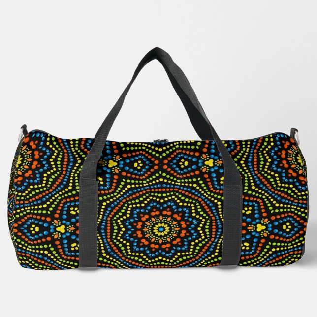 Bold & Colourful Dot Art Pattern Duffle Bag (Front)