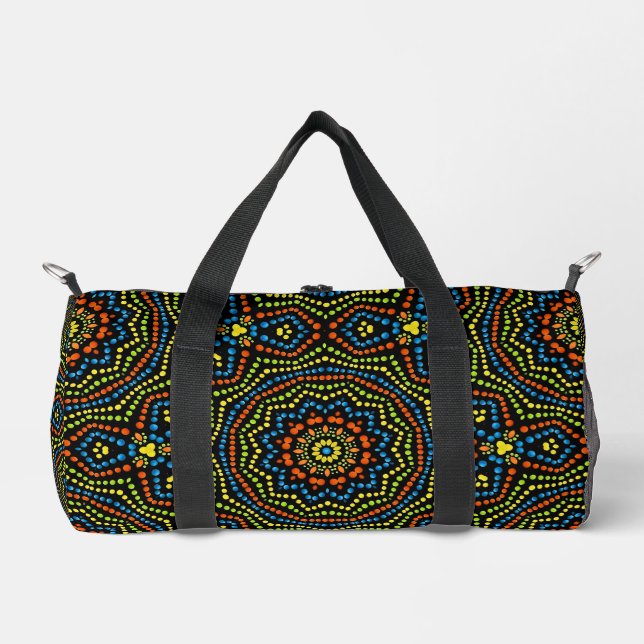 Bold & Colourful Dot Art Pattern Duffle Bag (Front)