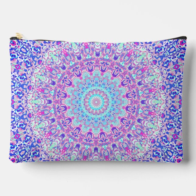 Bold Colourful Eclectic Groovy Boho Hippie Mandala Accessory Pouch (Front)