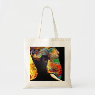 Bold Colourful Elephant Head Portrait Tote Bag