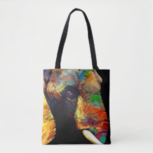 Bold Colourful Elephant Head Portrait Tote Bag