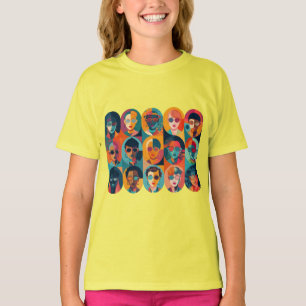 Bold, colourful faces celebrating individuality T-Shirt