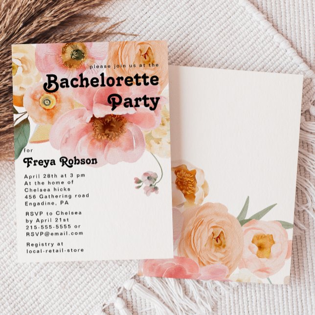 Bold Colourful Floral | Bachelorette Party Invitation (Creator Uploaded)