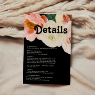 Bold Colourful Floral Black Details QR Code Enclosure Card