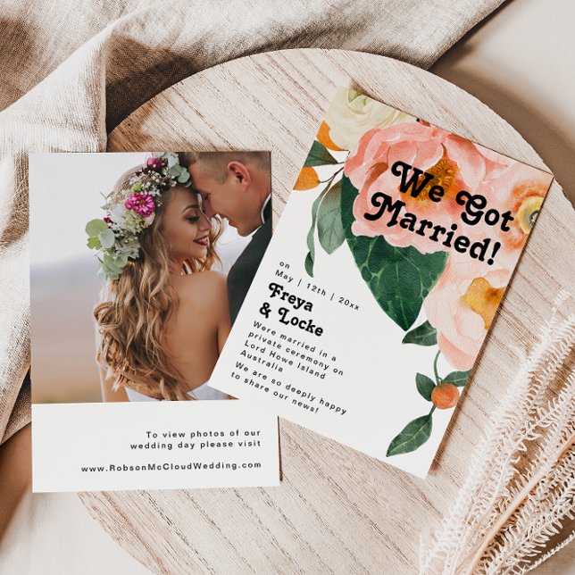 Bold Colourful Floral Black Elopement Announcement (Creator Uploaded)